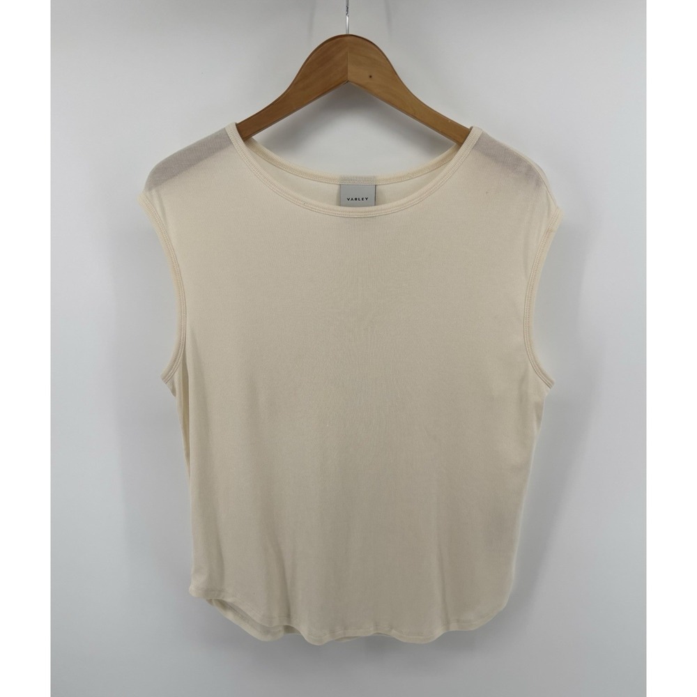 Varley Rib Knit Tank Sz S Oversized Quiet Luxury Sleeveless Minimalist Tencel